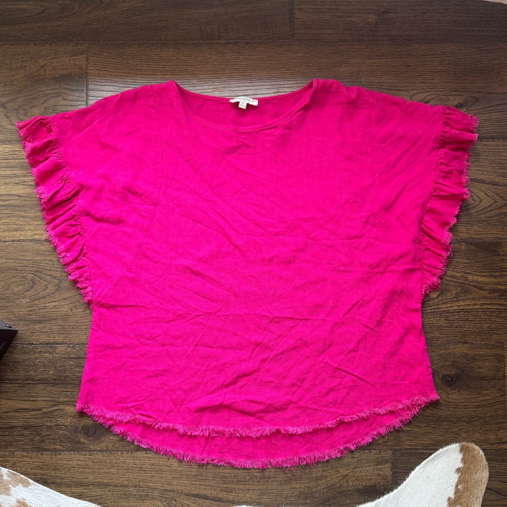 Umgee Pink Ruffle Sleeve Tunic Top